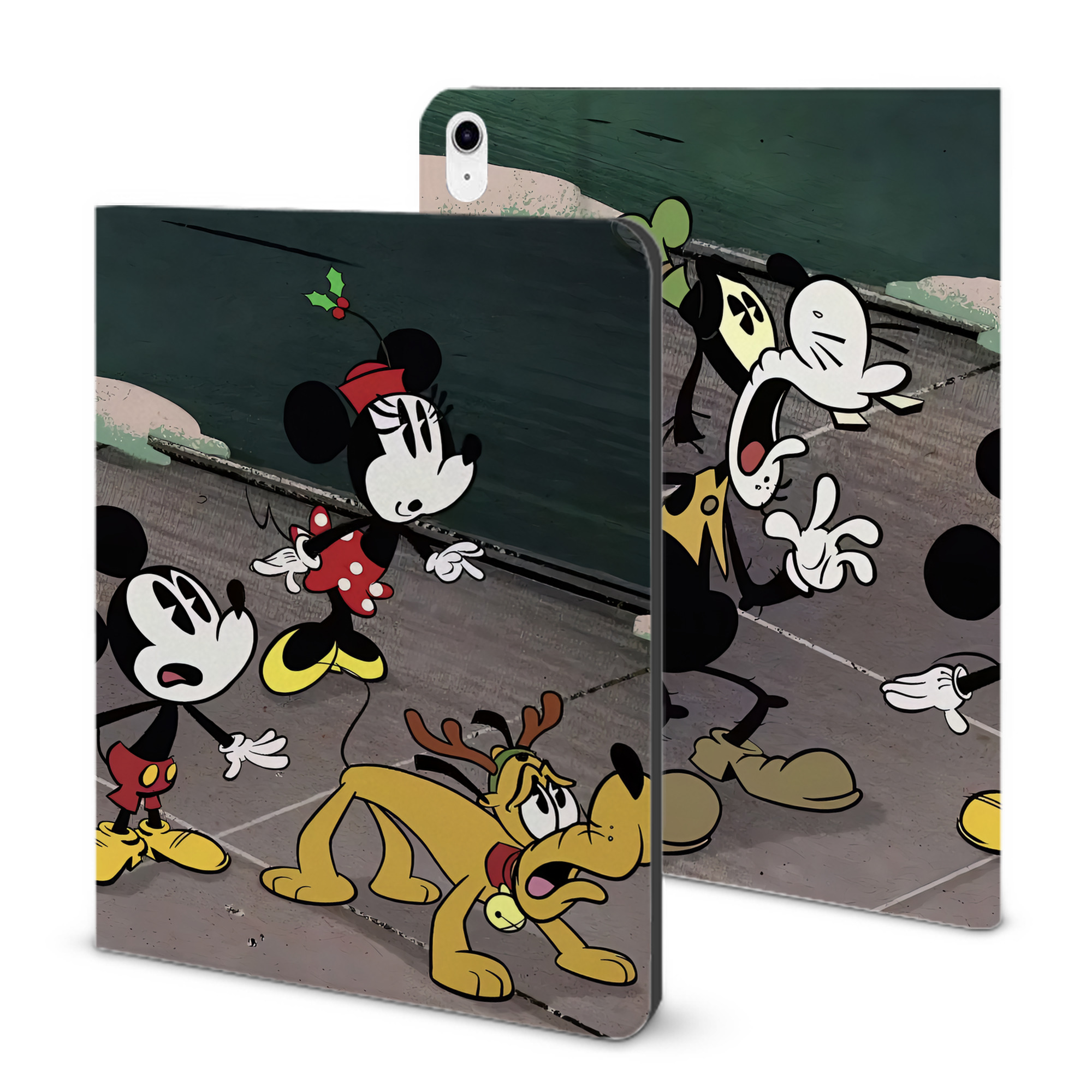 （画像用） ミッキーマウス Mickey Mouse IPad ケース ブック型 PUレザー TPU 耐衝撃 軽量 薄型 ペン収納なし 全面保護 IPad 各モデル対応